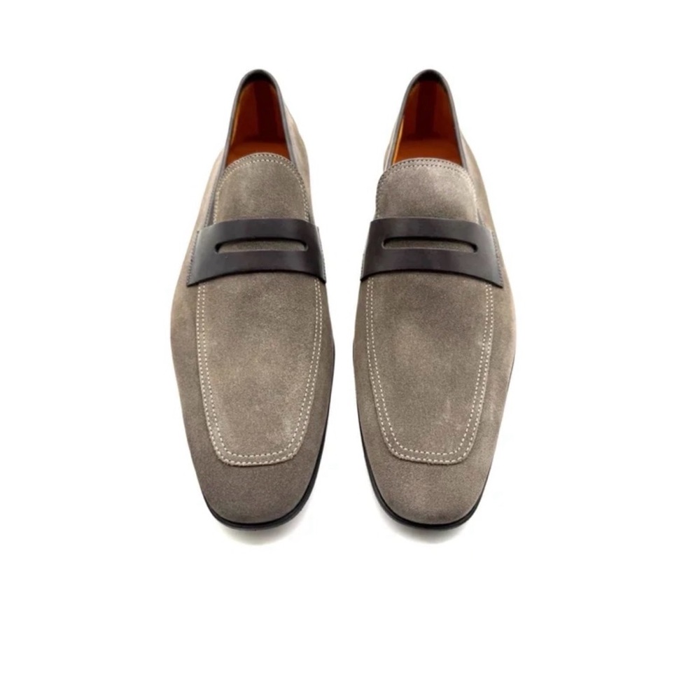 Magnanni Suede Loafers Taupe Grey Never Worn - Picture 2 of 8